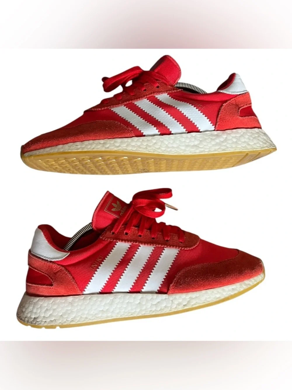 Adidas Iniki Runner Red White Mens 10.5 Sneakers BB2091 Athleisure Shoes